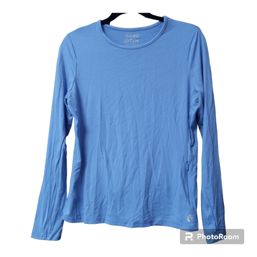 Hang Ten Sun Protection Rash Gaurd Long Sleeve Size Small 1 Zipper Pocket